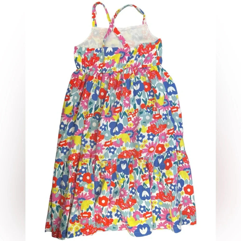 Hannah Andersson Colorful Floral Twirl Textured Muslin Cotton Summer Dress S8